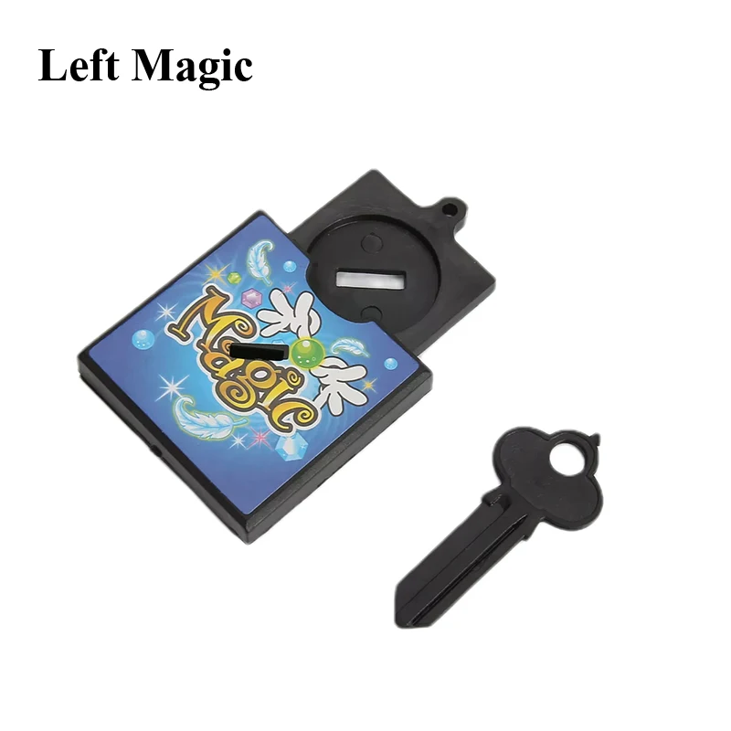 Key Thru Coin Box Magic Tricks Key Thru Close Up Street Magic Props  For Children Gift Illusion Gimmicks  Mentalism