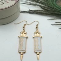 new 4313mm dripping oil jewelry design jewelry medical tools doctor syringes earrings nurses student gifts and souvenirs