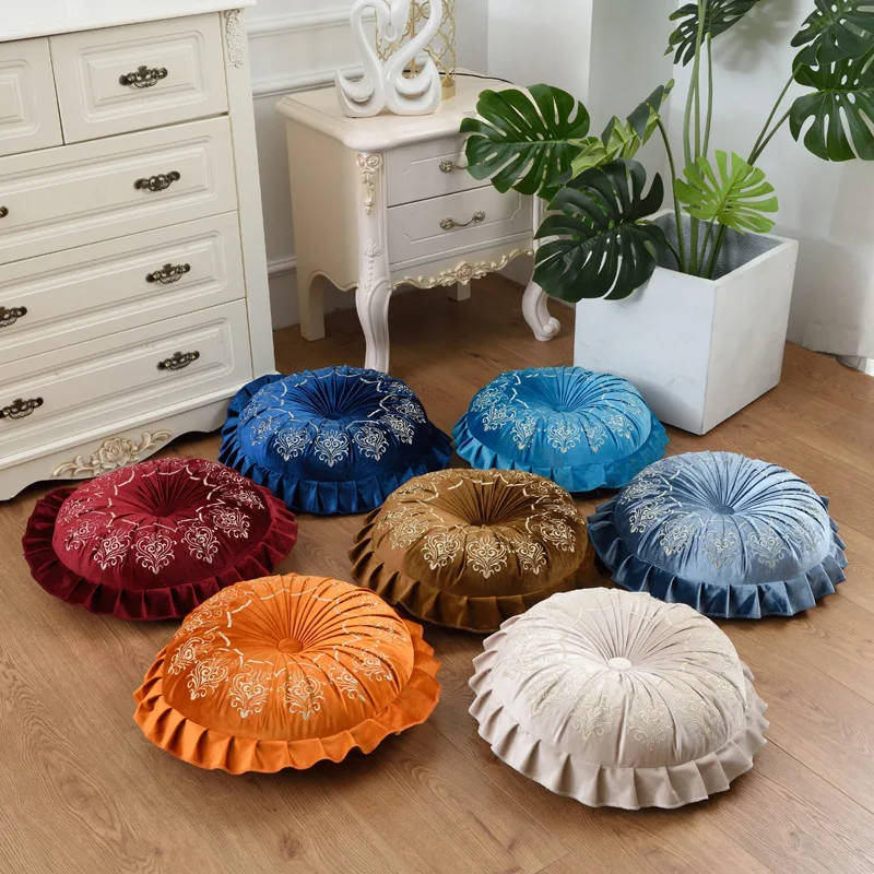 Бархатная круглая татами Подушка Pouf напольные подушки на сиденье японские