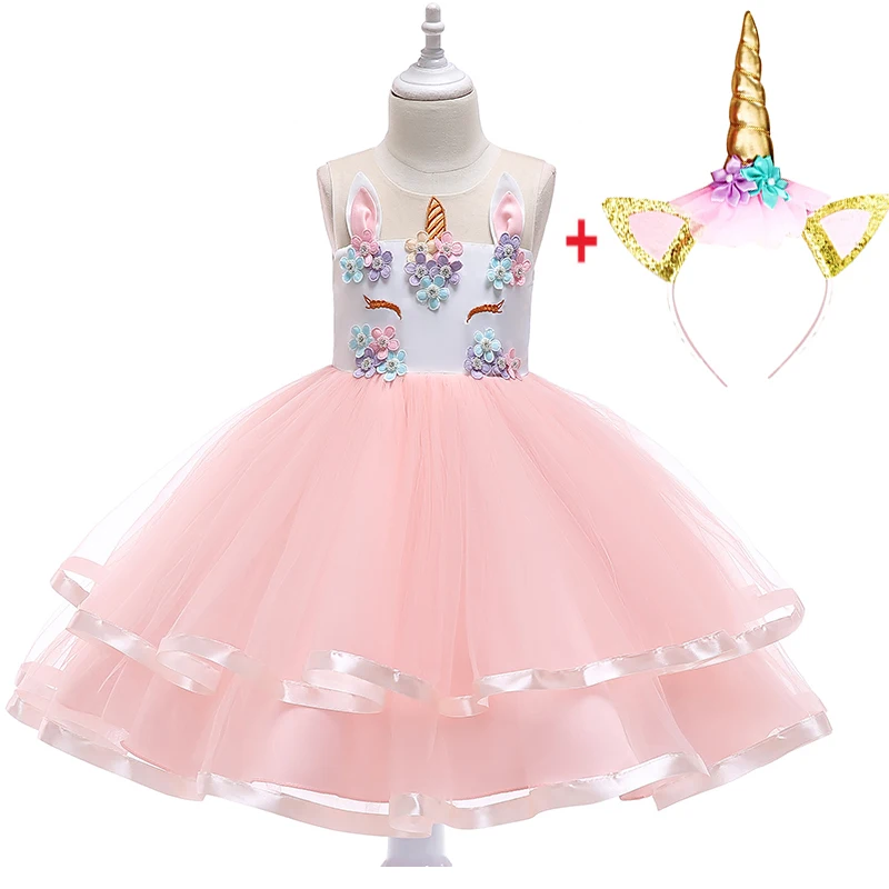 Комплект из 3 предметов платье с единорогом на Рождество день рождения косплей