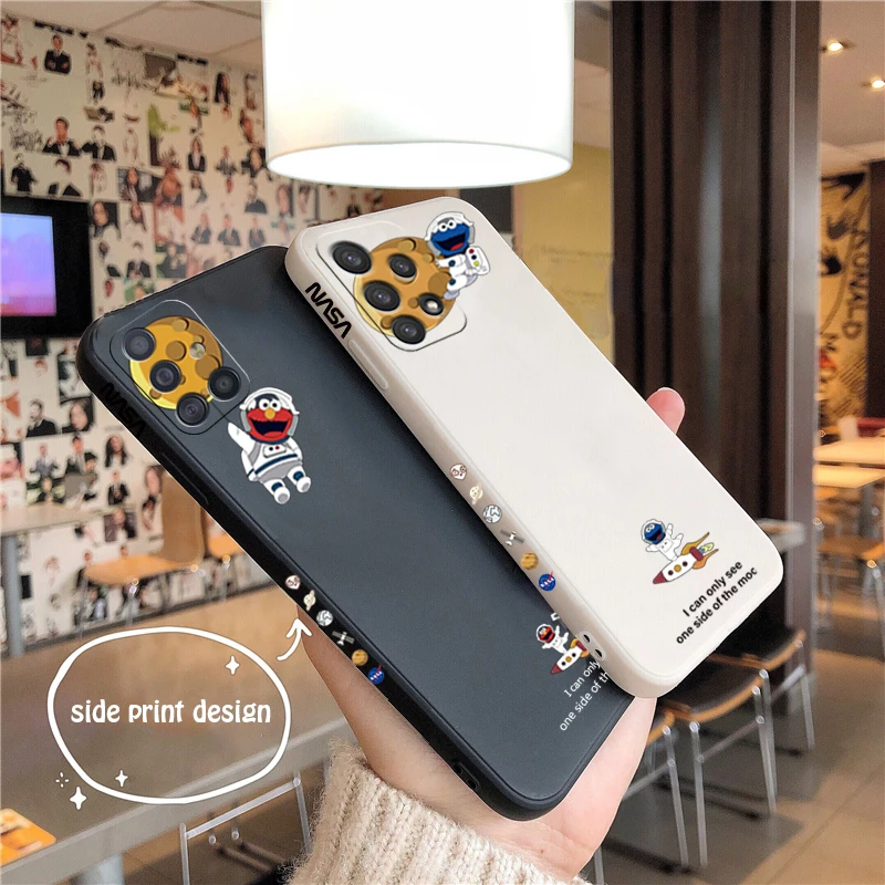 

Square Cartoon Astronaut Phone Case For Samsung Galaxy A52 A32 5g 4g A72 A52s A42 A22 2021 A 72 52 32 Planet Silicone Back Cover