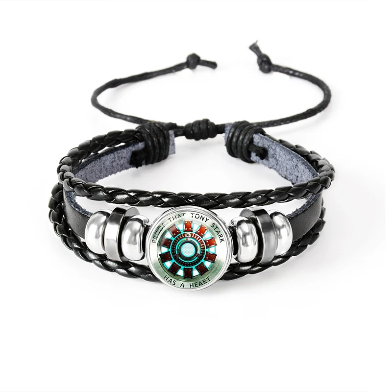 Marvel Comics Time Gem Железный человек дуговой реактор Многослойный кожаный браслет