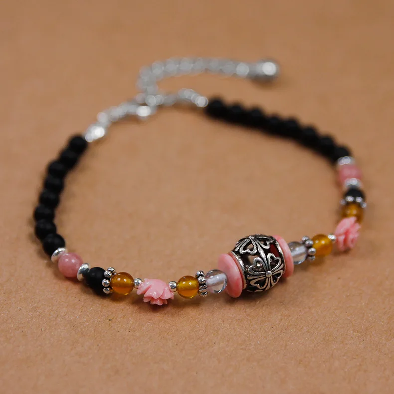 Acecare ручной работы бисерный черный агатовый браслет женский секционный пол