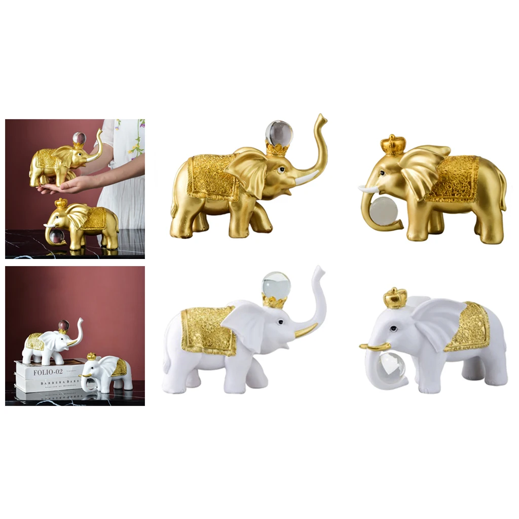 

2pcs Elephant Shaped Sculpture Ornament Figurine Statue Bedroom Desktop