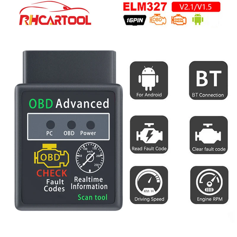 Мини HHOBD ELM327 V1.5 V2.1 Bluetooth ELM 327 OBD2 автомобильный диагностический инструмент