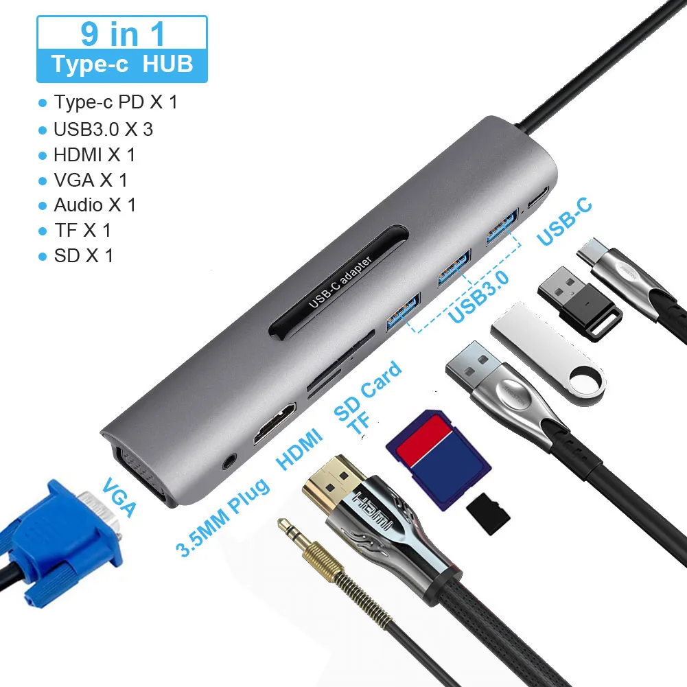 USB 3 0 концентратор мульти сплиттер порта с зарядкой PD для MacBook Surface Pro 6
