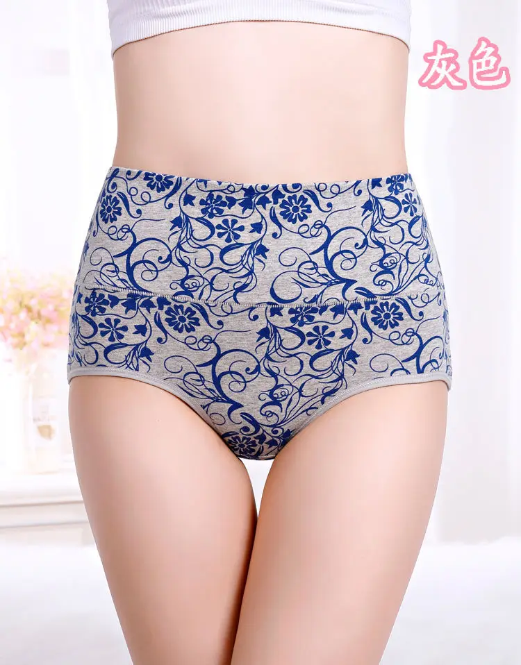 Женские трусики с цветочным принтом однотонные хлопковые трусы большого размера