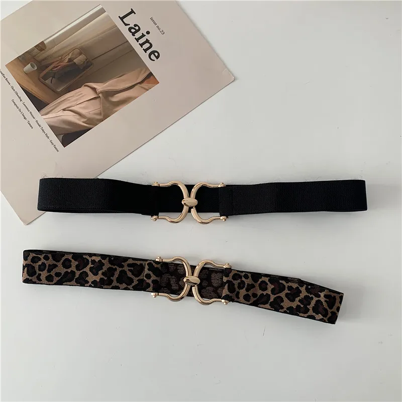 Phong Cách Hàn Quốc Da Báo Thun Áo Sơ Mi Thắt Lưng Nữ Của Tất Cả-Phù Hợp Thời Trang Kết Hợp Áo Khoác Áo Liền Quần Áo Len Gen Nịt Bụng Lưng Cói