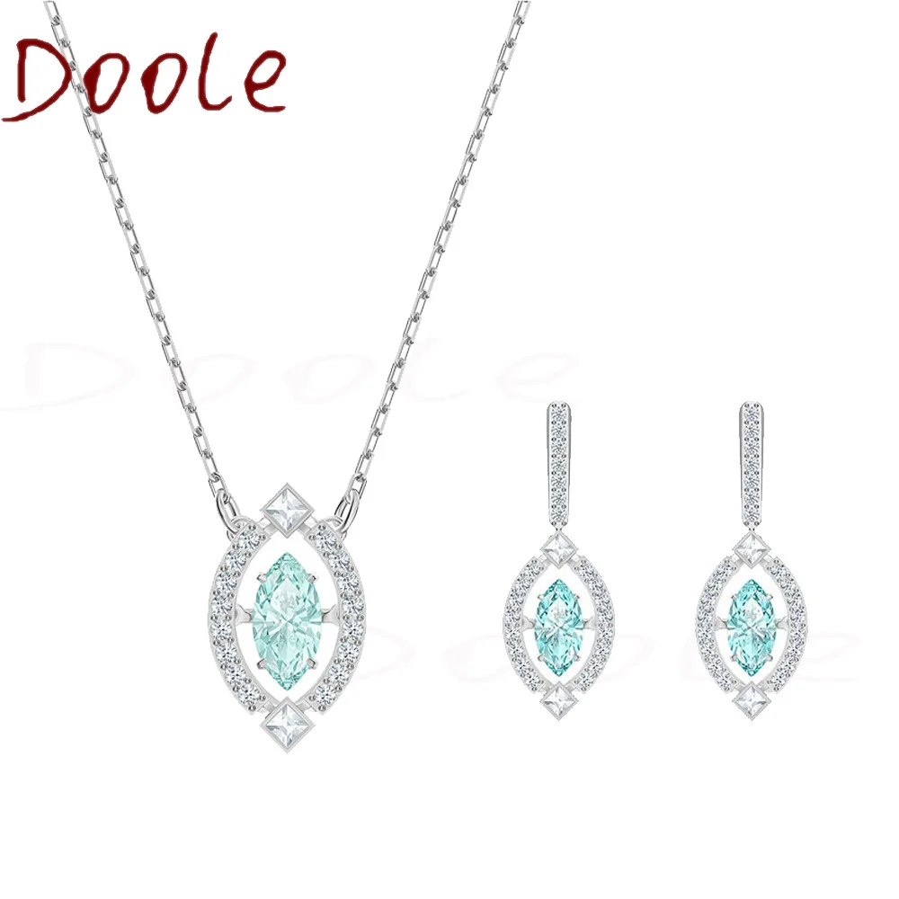 

SWA High Quality Fashion Jewelry Charm Elegant Green Beating Heart Horse Eye Crystal Necklace for Women Name Necklace