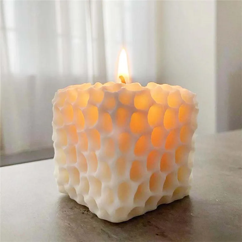 

Square Honeycomb Pattern Candle Mold Cylindrical Scented Candle Diy Art Silicone Crafts Candle Mold Gypsum Soap Molds Making