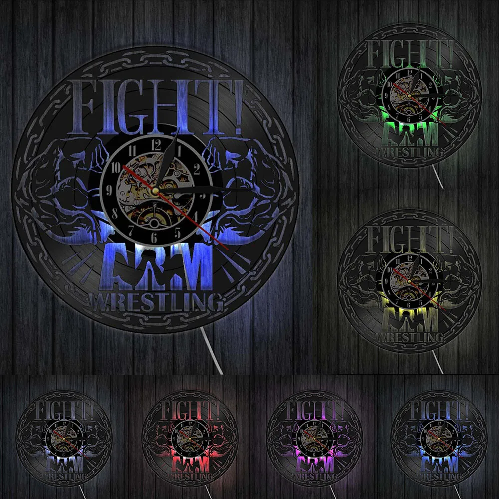 Виниловые настенные часы для боевой борьбы тренажерного зала Подвесные спорт