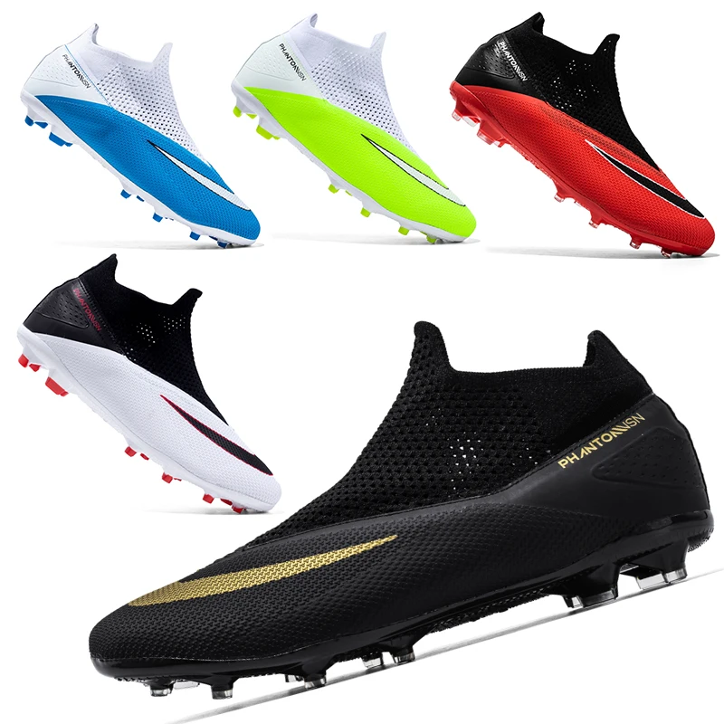 Outdoor Mesh Soccer Cleats Shoes Anti skid Football Boots Training Sneakers Ankle High Top Futsal Sports Shoes Big Size 46-49