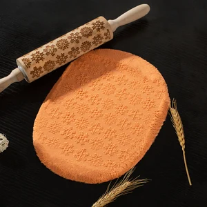 Скалка для рождественского тиснения, для выпечки печенья, торта, теста, гравировка на дереве роликов, олень; Снежинка