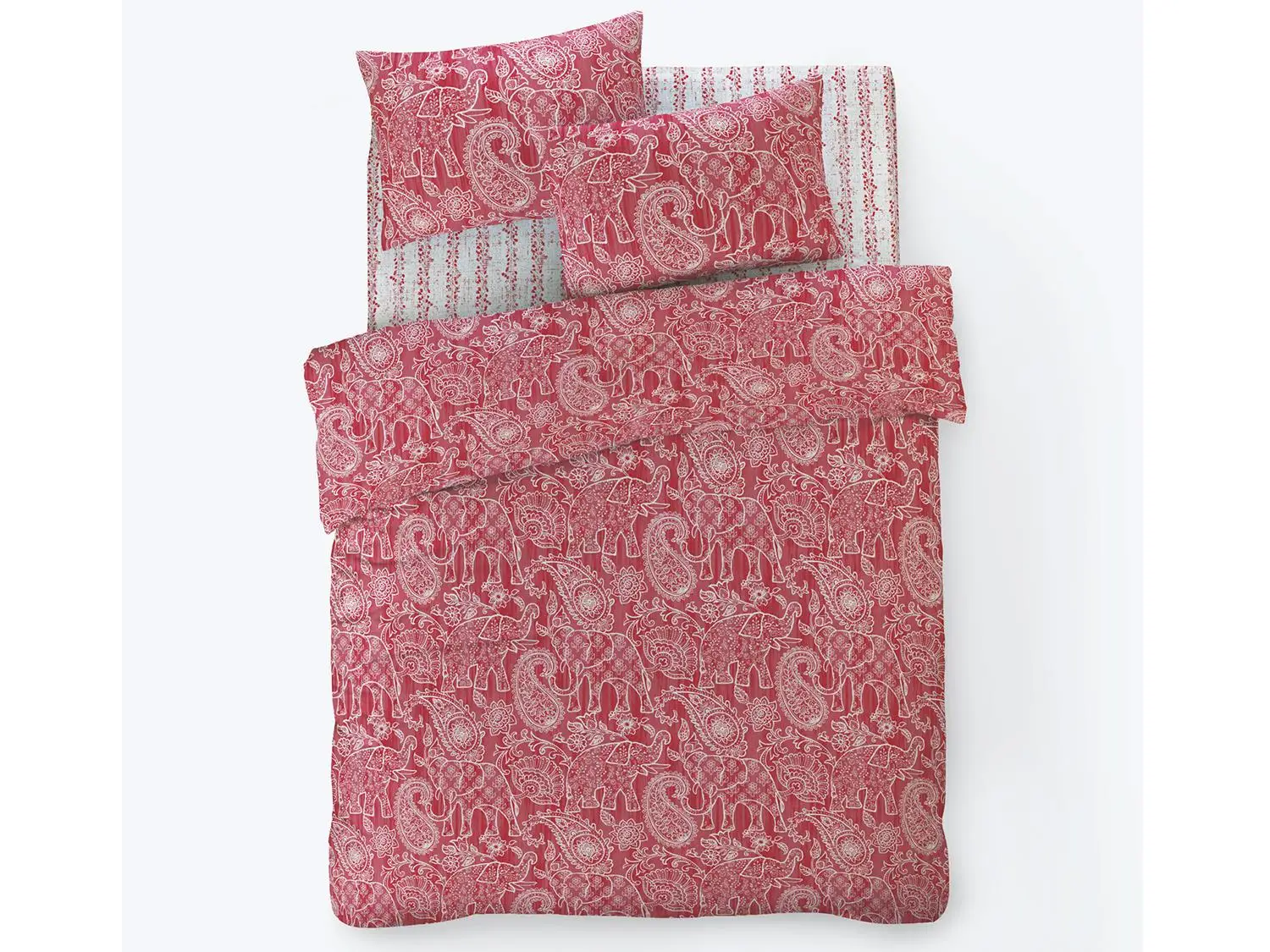 

Bohemian Single Double Quilt Cover Set Red