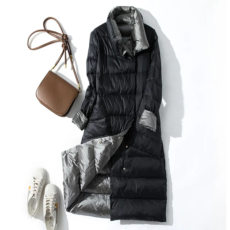 

Winter Down Jacket Women Outerwear Coats Female Long Casual Light Thin Warm White Duck Down Jackets Parka Overcoat Abrigo Mujer