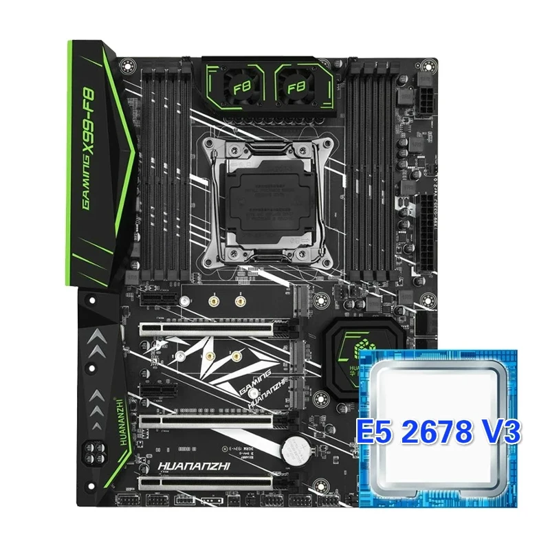 Материнская плата HUANANZHI X99 F8 с Intel XEON E5 2678 V3 LGA2011 3 DDR4 RECC/NON ECC память Комплект combo NVME USB