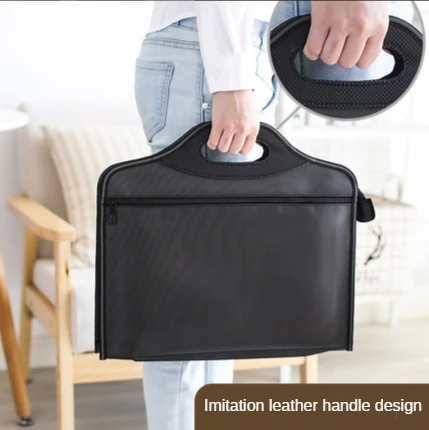 Waterproof Business Briefcase A4 Document Storage Bag Men's Large Capacity Workbag Office Travel Cell Phone Card Organize Tote