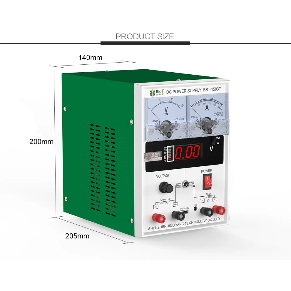Лучший 1503T 15V3A DC Регулируемый источник питания для ремонта мобильных телефонов светодиодный указатель с цифровым дисплеем GSM функция обнаружения сигнала