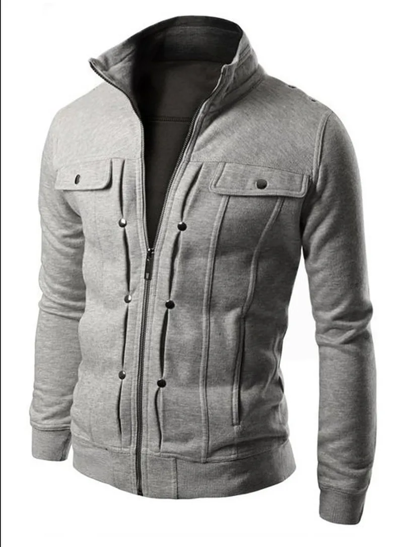 

Kalenmos Men Jacket Fashion Stand Collar Button Decoration Sweater Coat Solid Color Zipper 4XL Large Size Cardigan Sweater