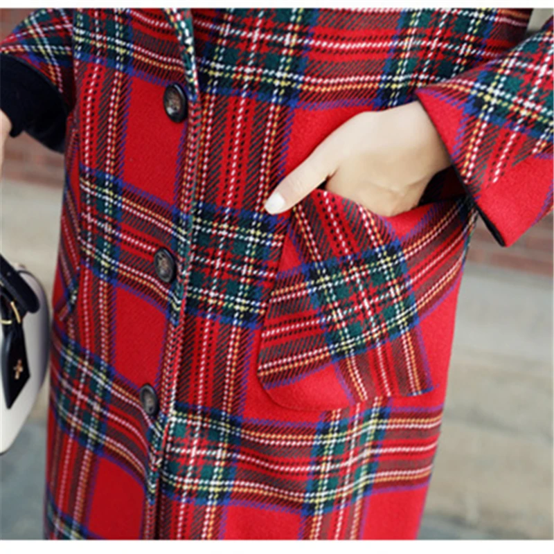 Woolen Coat Female Autumn And Winter New 2018 Plaid In The Long Section Of Large Size Was Thin H0289|Женские пальто| |