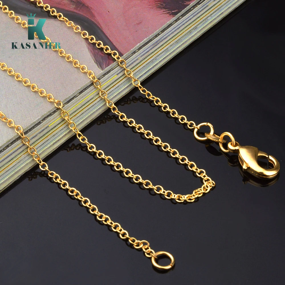 Ожерелье цепочка из стерлингового серебра 925 пробы/золота 1 мм с застежкой