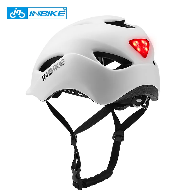 INBIKE город дорожный Велоспорт шлем с хвостом светильник s шлем, ультра-лёгкий, Для мужчин Для женщин шлем для езды на мотоцикле BackLED светильник для велосипеда скутер - Цвет: Matt White