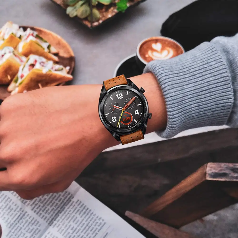 Ремешок кожаный для Huawei Watch GT/Huawei 2 Classic/ Honor Magic сменный спортивный браслет