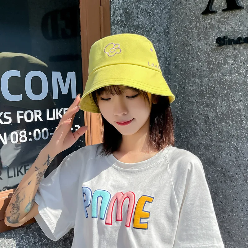 

Embroidery Bucket Hat Hats For Women Summer Streetwear Beach Caps Hip Hop Female Baseball Cap Outdoor Fisherman's Sun Hat
