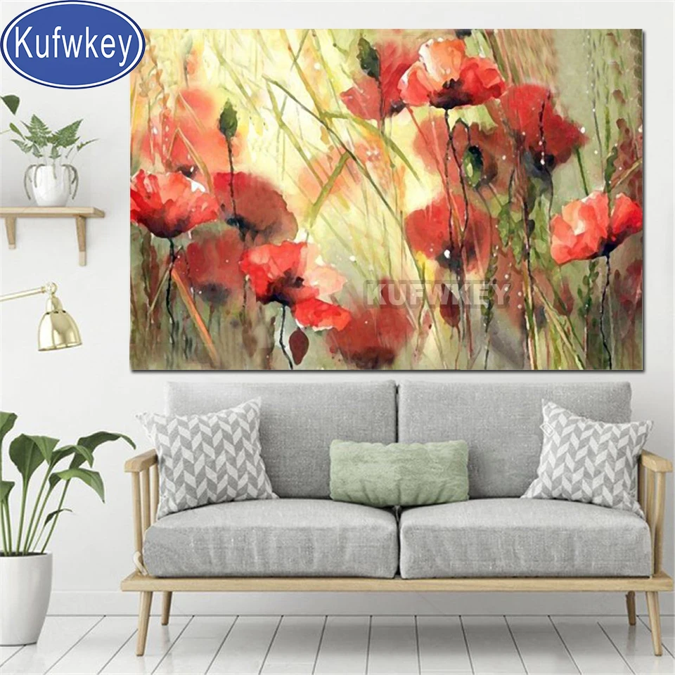 

diamond mosaic Red poppies diamond painting sale bag diamond embroidery full square round drills 3d Pictures for home art