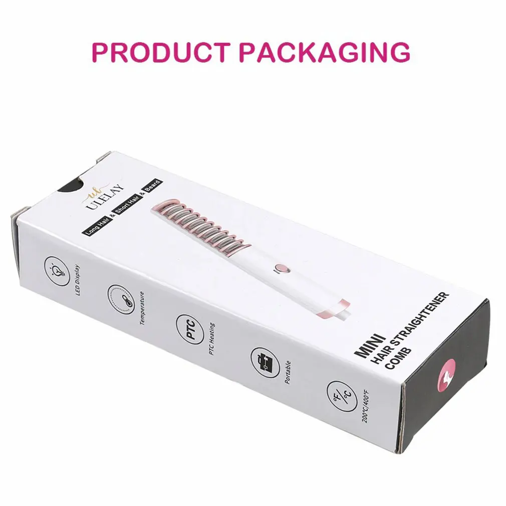 

Mini Hair Straightening Comb Beard Multifunctional Massage Styling Curling And Straightening Dual-use Hair Straightener
