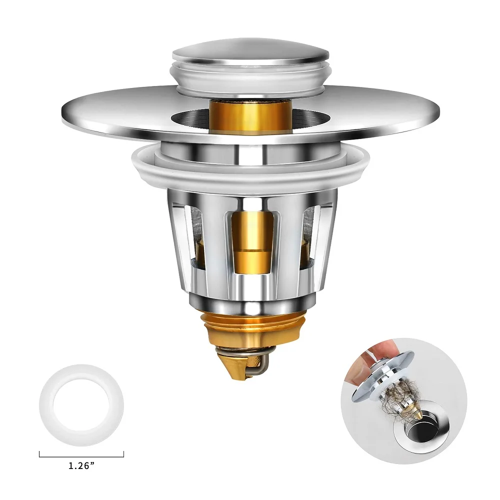 

Universal Type Bathroom Drain Sink Stopper fits 1-1/4 inch Drain Hole, Pop Up Drain Stopper, Tube Stopper Strainer Protector