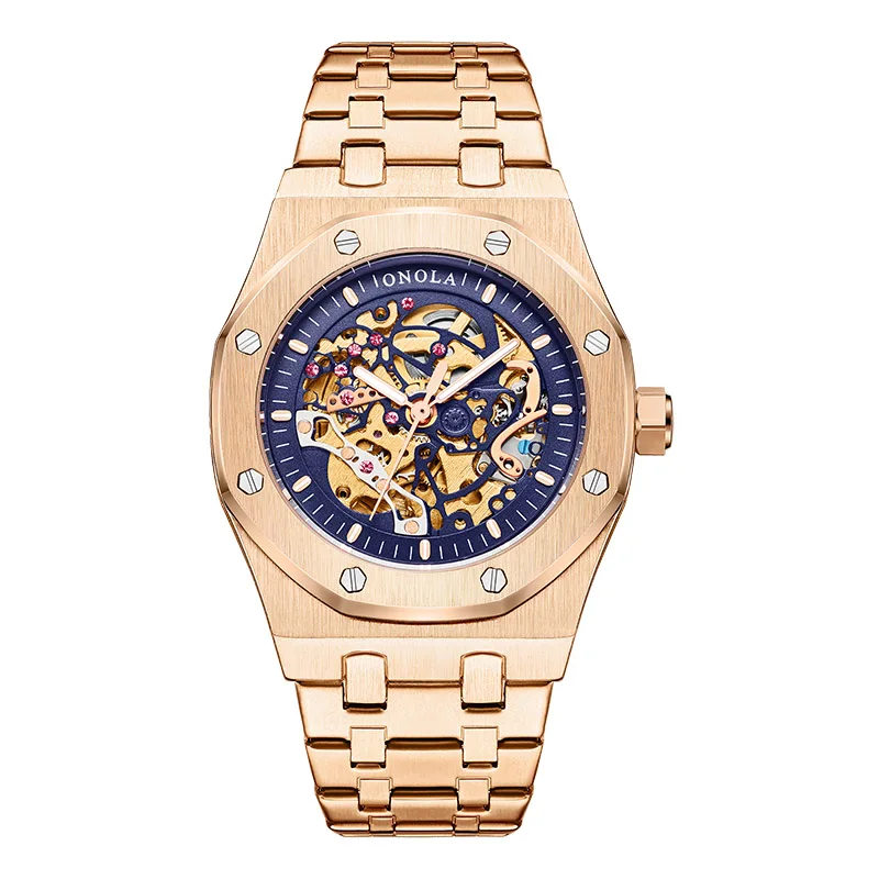 

Top Brand ONOLA Men Mechanical Watch Fashion Stainless Steel Automatic Self-Winding Watches Mens Waterproof Business Wristwatch