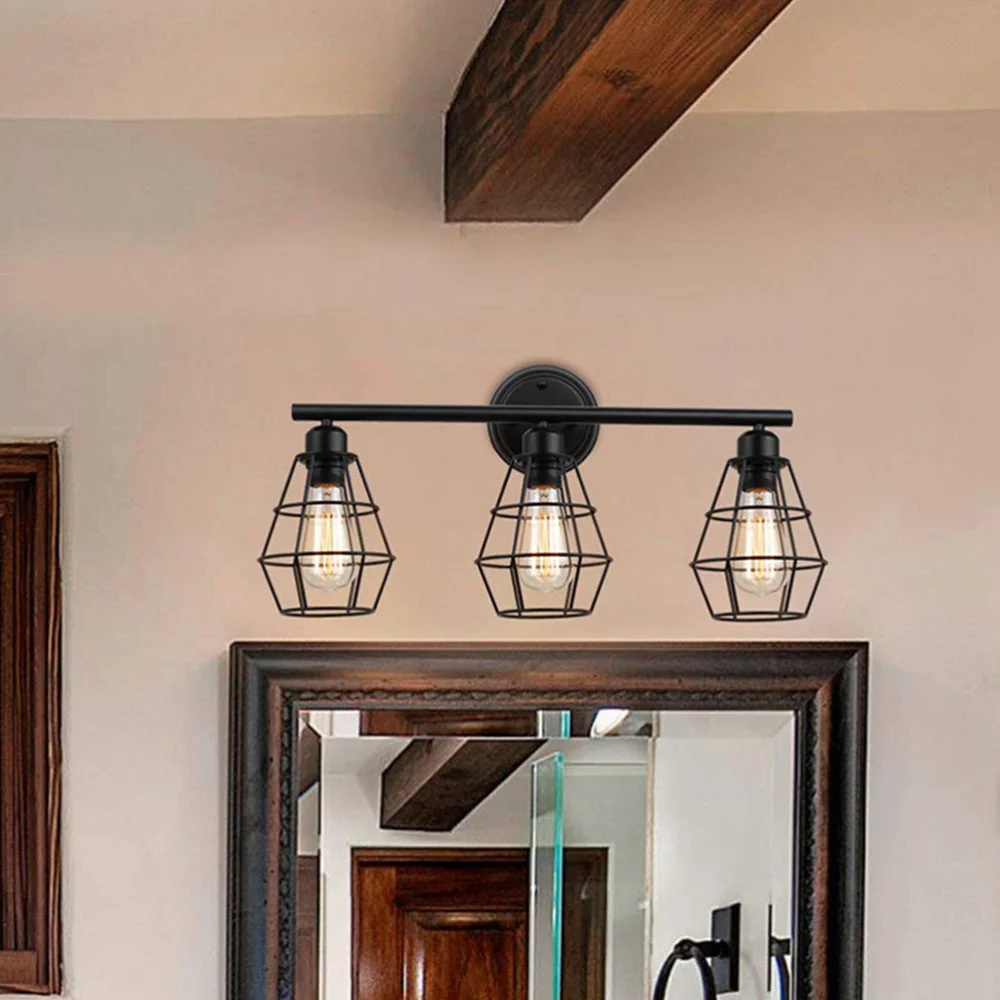 

1pc Vintage Wall Lamp Creative 3-head Vanity Light for Home Light Source