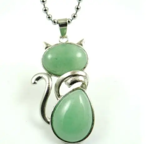 Натуральный камень кварц авантюрин подвеска с бусинами из кристаллов Милый Кот