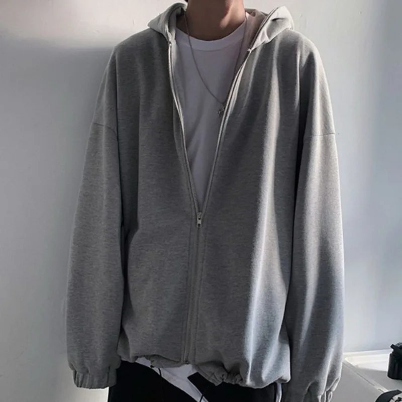 Толстовка мужская с капюшоном размера плюс на молнии худи в стиле оверсайз