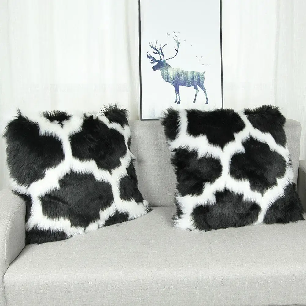 

Faux Fur Plush Throw Pillow Case Back Cushion Cover for Sofa Living Room