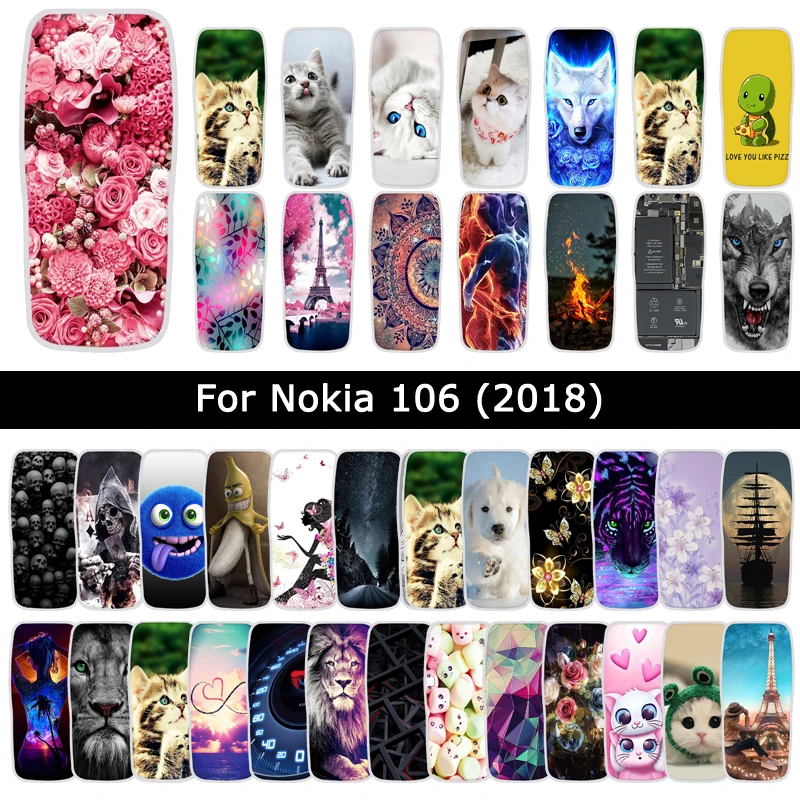 Чехол из ТПУ для Nokia 106, мягкий силиконовый чехол с изображением цветов и животных для Nokia106, чехол для задней панели телефона, чехол s Fundas Coque