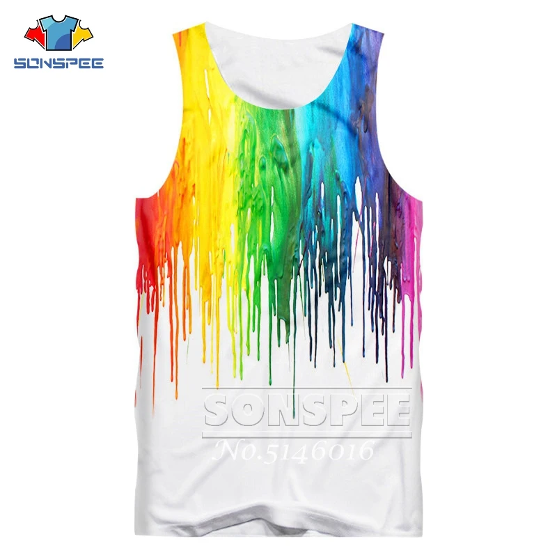 SONSPEE/Летняя модная повседневная майка унисекс с цветным рисунком маслом 3D принт