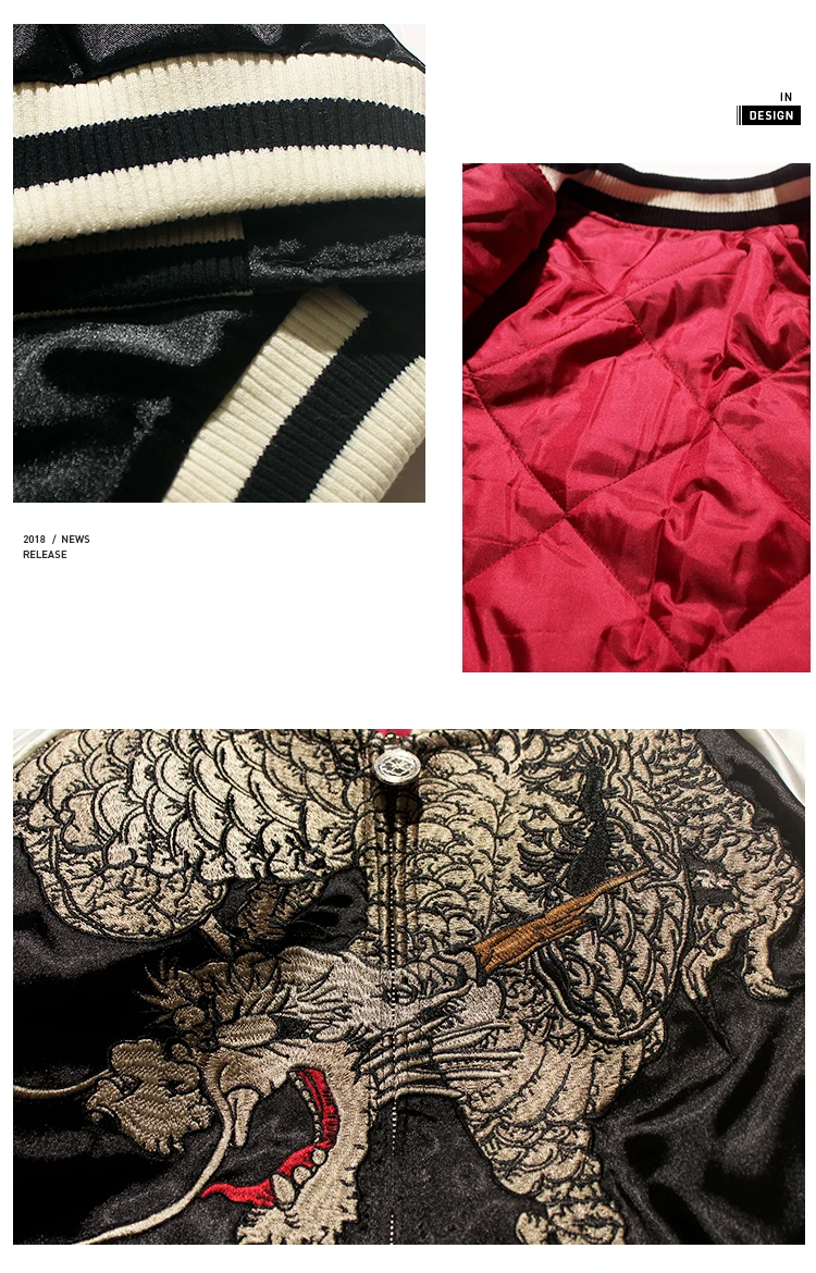 

2019 Japanese Yokohama Embroidery Jacket Spring and Autumn Men's and Women's Chinese Dragon Baseball Jacket Ins Super Fire Coat