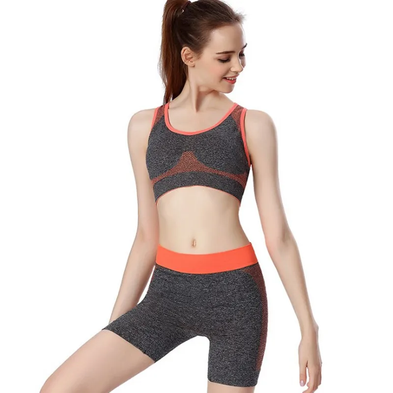 

Shorts Sleeveless Crop Shorts Outdoor Fitness Running Yoga Workout Set Women 2pcs Seamless Running suits free size