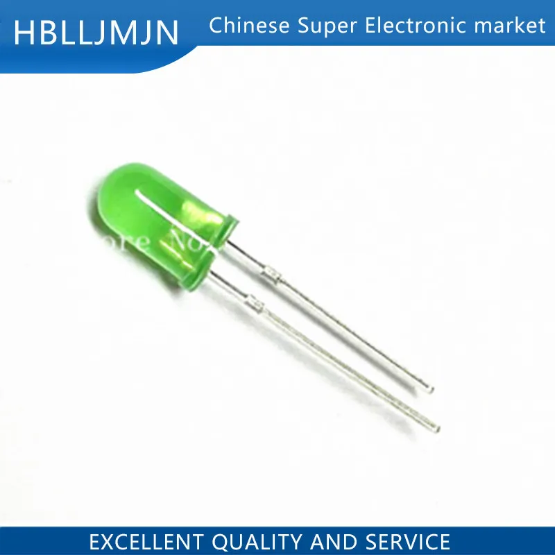 200 шт. 5 мм диффузный зеленый светодиод DIP Круглый широкий угол сквозное отверстие