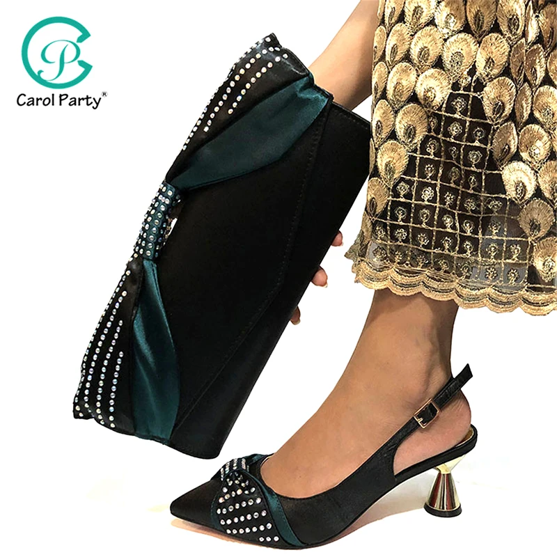 

Black Color African Women Matching Italian Shoes and Bag Set for Wedding Italian Shoes with Matching Bag Italy Shoe and Bag