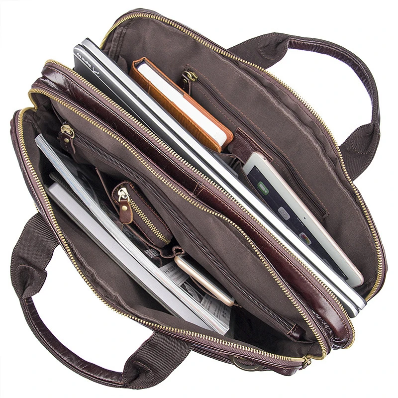 

Men's leather shoulder bag, briefcase, laptop, cowhide