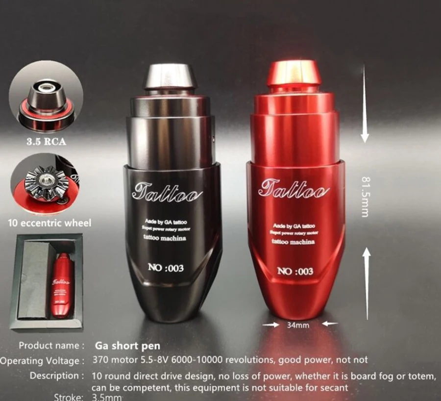 

New Strong Motor Short Tattoo Machine Eyebrow Lip Tattoo Rotary Pen RCA Interface Liner Shader Microblading Tattoo Gun Sets Kit