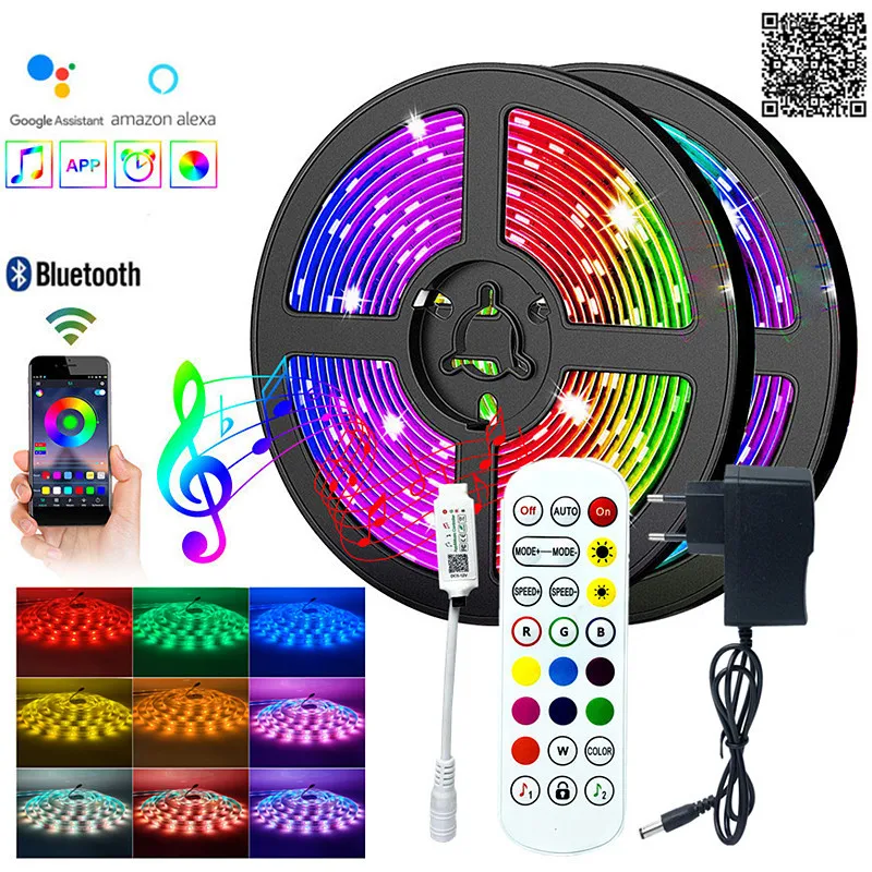 

Гибкая светодиодная ленсветильник 5050, 20-5 м, Bluetooth, RGB 2835 SMD, 12 В постоянного тока