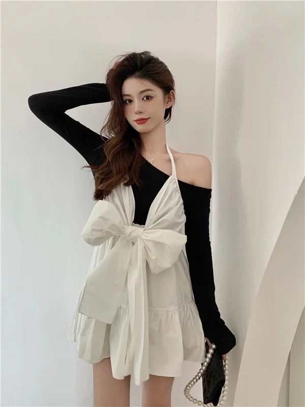 

Real Shot Cost-Effective Halter Slimming Bow White