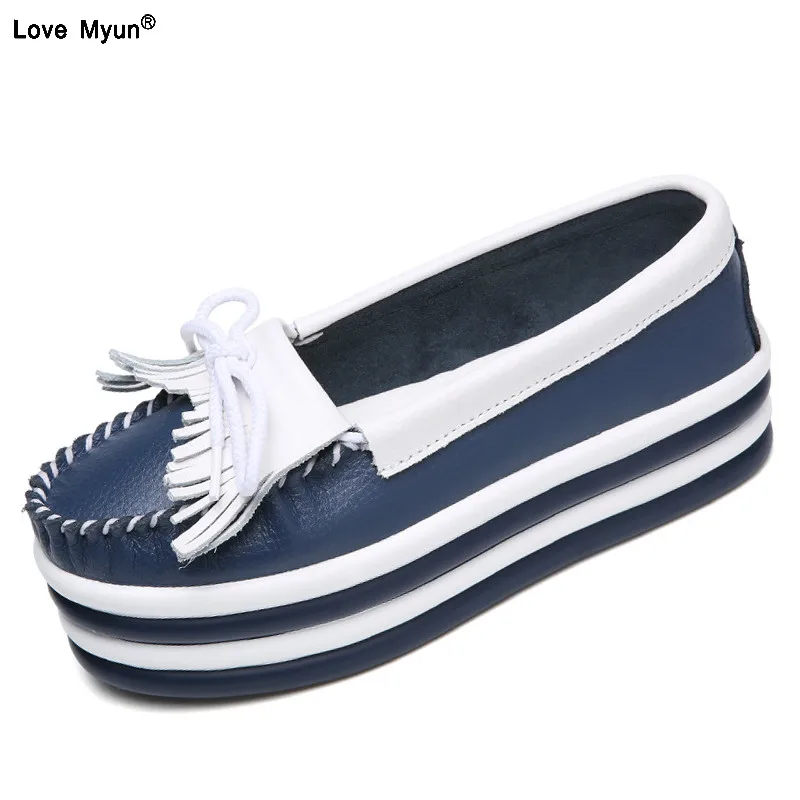 Женские туфли на плоской платформе черные Броги из мягкой кожи без застежки с