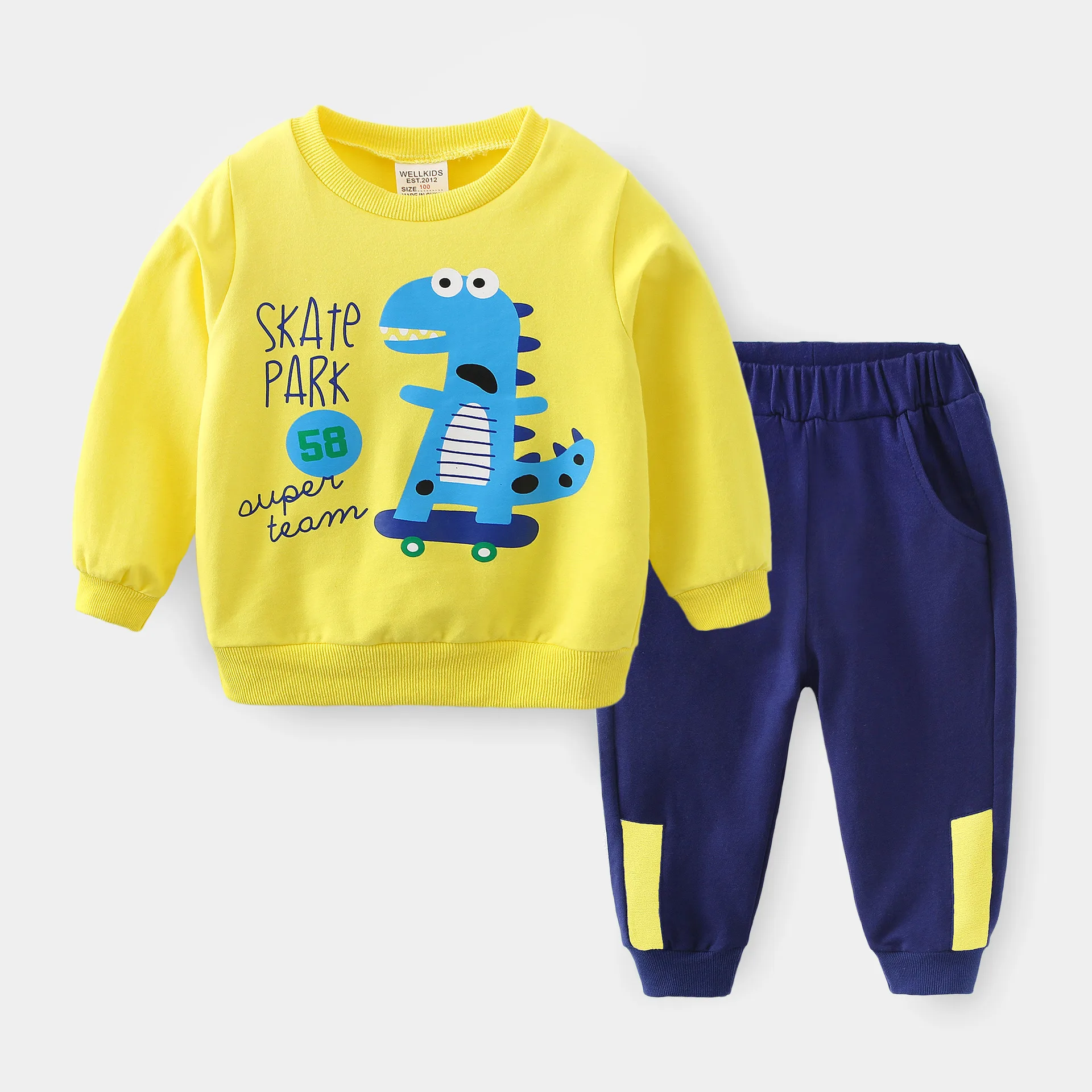 

ZWF1365 Autumn Children Clothing Boys Girls Clothes Sweater Suit Baby Character Pants 2Pcs Set Toddler Kids Tracksuits