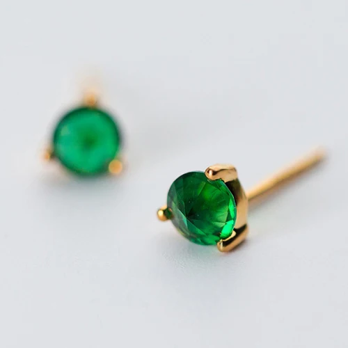 1Pair Gold Trusta, 1 пара, 925 пробы, серебряные ювелирные изделия, модные зеленые камни, маленькие серьги-гвоздики, подарок для девочек, детей, подростков, леди, DS1302 - Окраска металла: 1Pair Gold