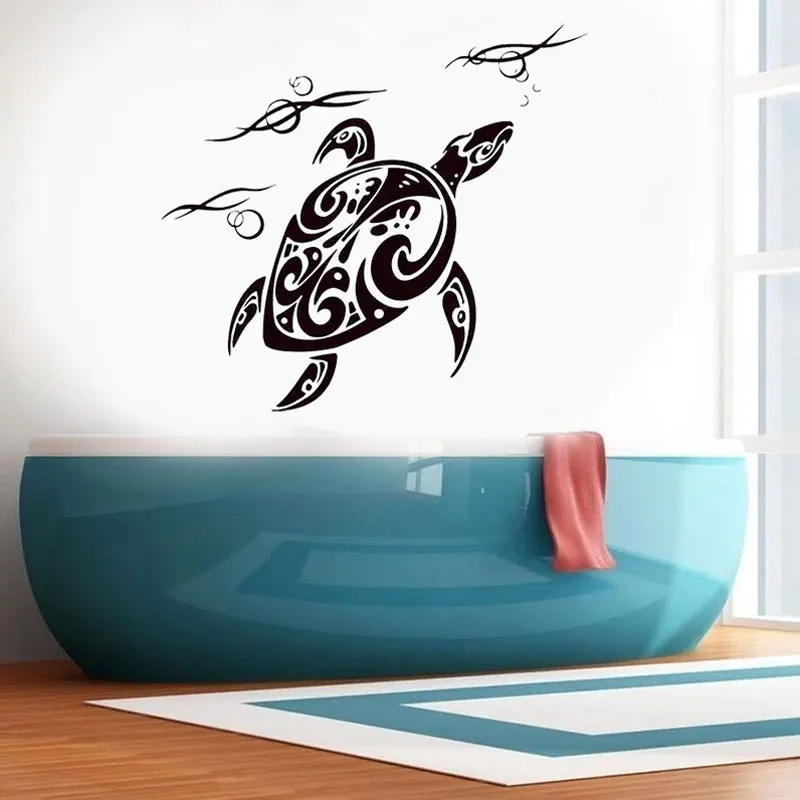 

Sea Turtle Carapace Head Ocean Waves Wall Stickers Vinyl Home Decoration Room Bedroom Decals Removable Waterproof Murals 3B46
